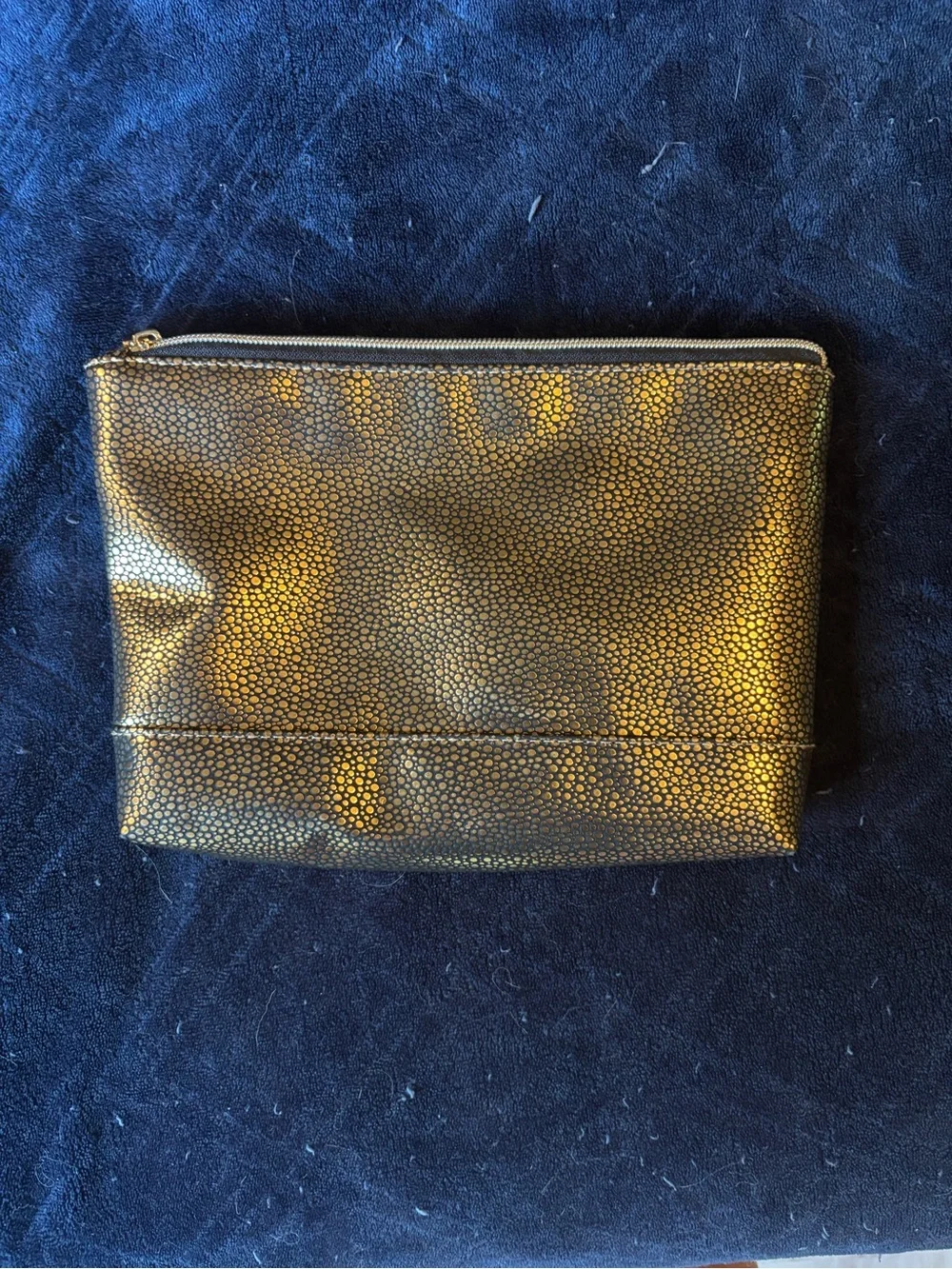 tarte Metallic Gold Pebble-Textured Zip Pouch
